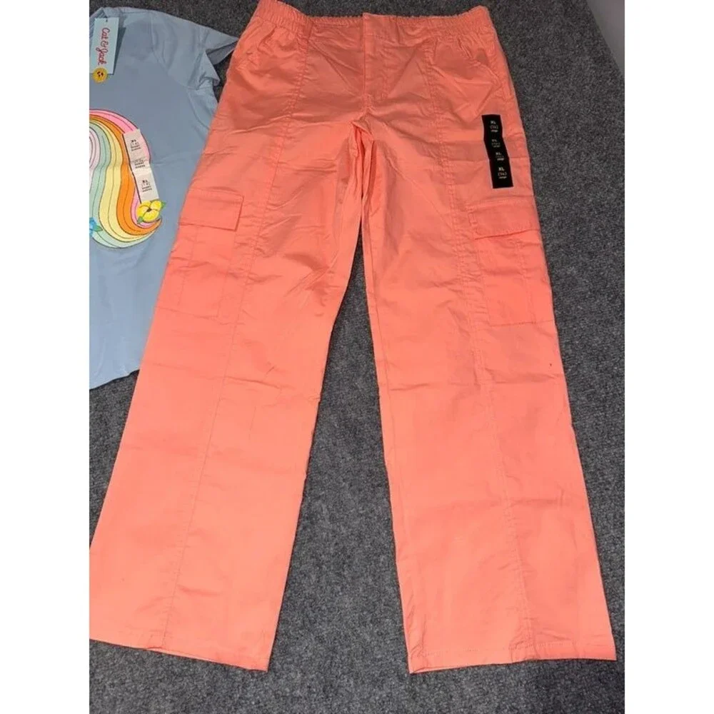 Flare Cargo Pants & Tshirt XL 14 School